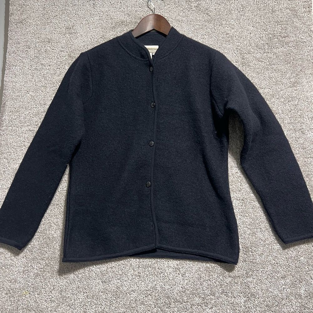 Coldwater Creek Woman’s Wool Snap Button  Up Jacket Black Coat Size Medium